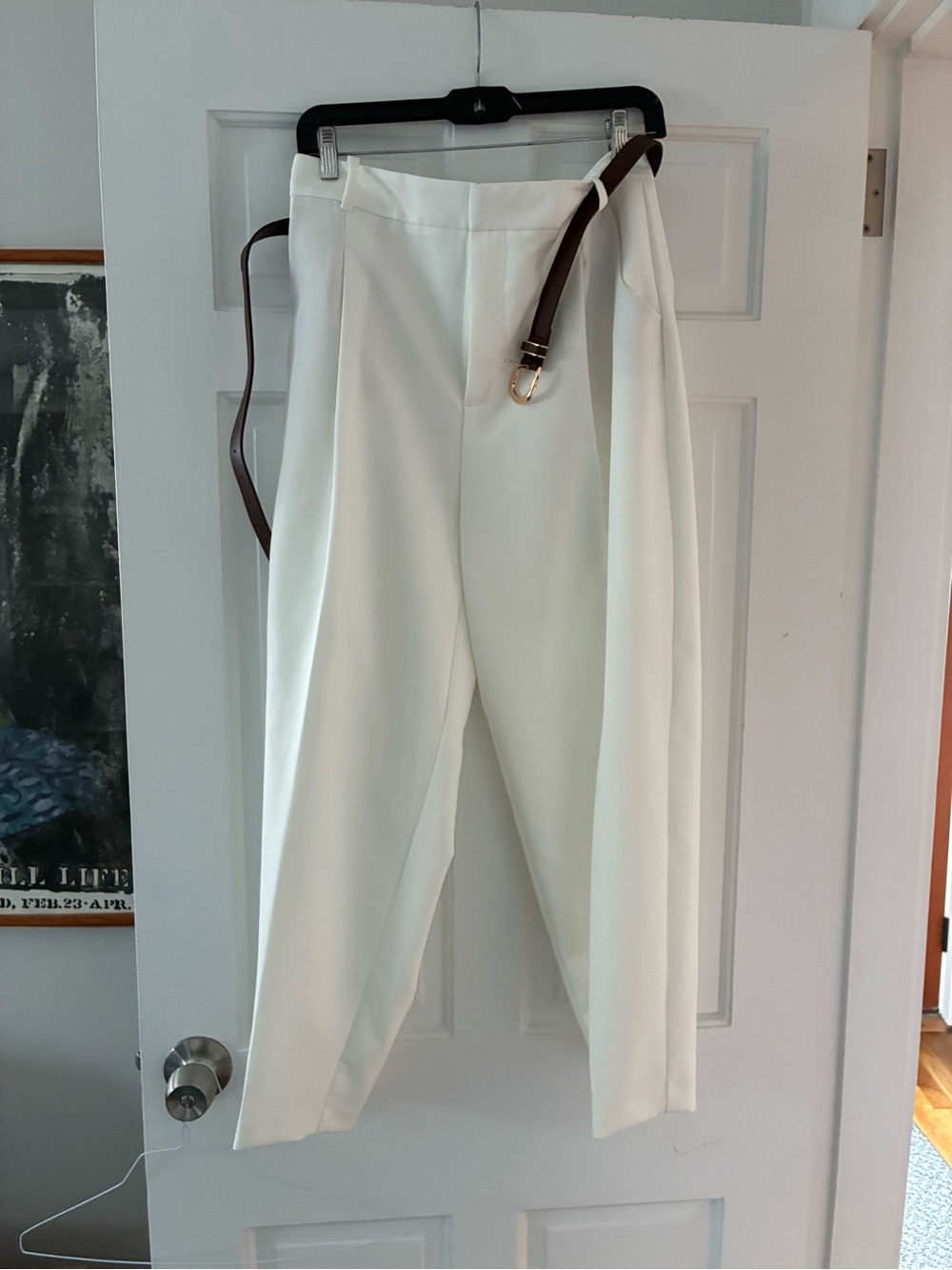 Zara Cream High-Waist Tailored Trousers